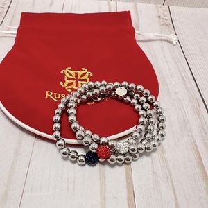 Rustic Cuff Patriotic Silver Ireland Red, White & Blue set of 3 EUC